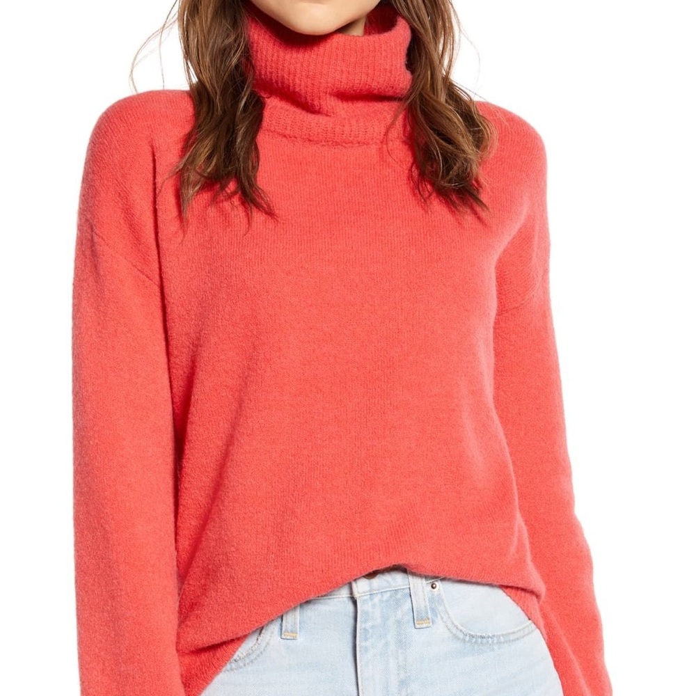 Something Navy Red Mum Turtleneck Sweater M